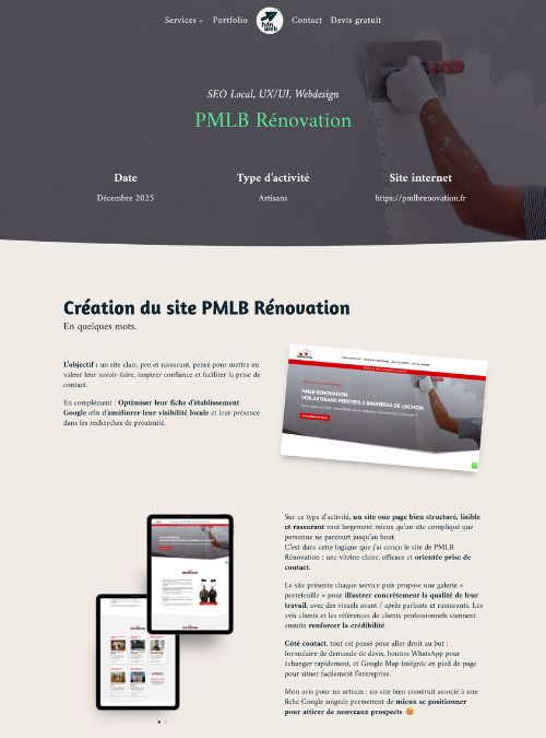 Conception de site web pour des artisans